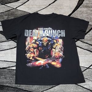 FIVE FINGER DEATH PUNCH "GOT YOUR SIX" ALBUM GRAPHIC BLACK CREW-NECK TEE-SHIRT